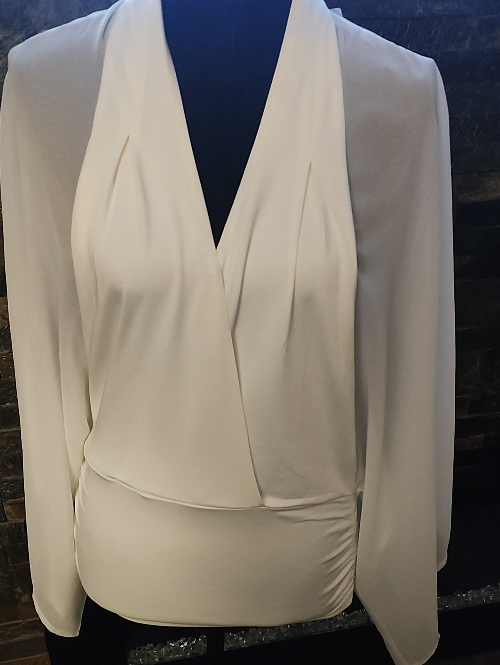 Elegant White Surplice Long-Sleeve Women's Dress